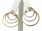 Italian 14k Tri Color Gold Triple Round Spiral Earrings 1.35" 3.5 grams