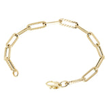 Italian 14k Yellow Gold Hollow Rope Style Paper Clip Chain Bracelet 7.5" 3.2gram