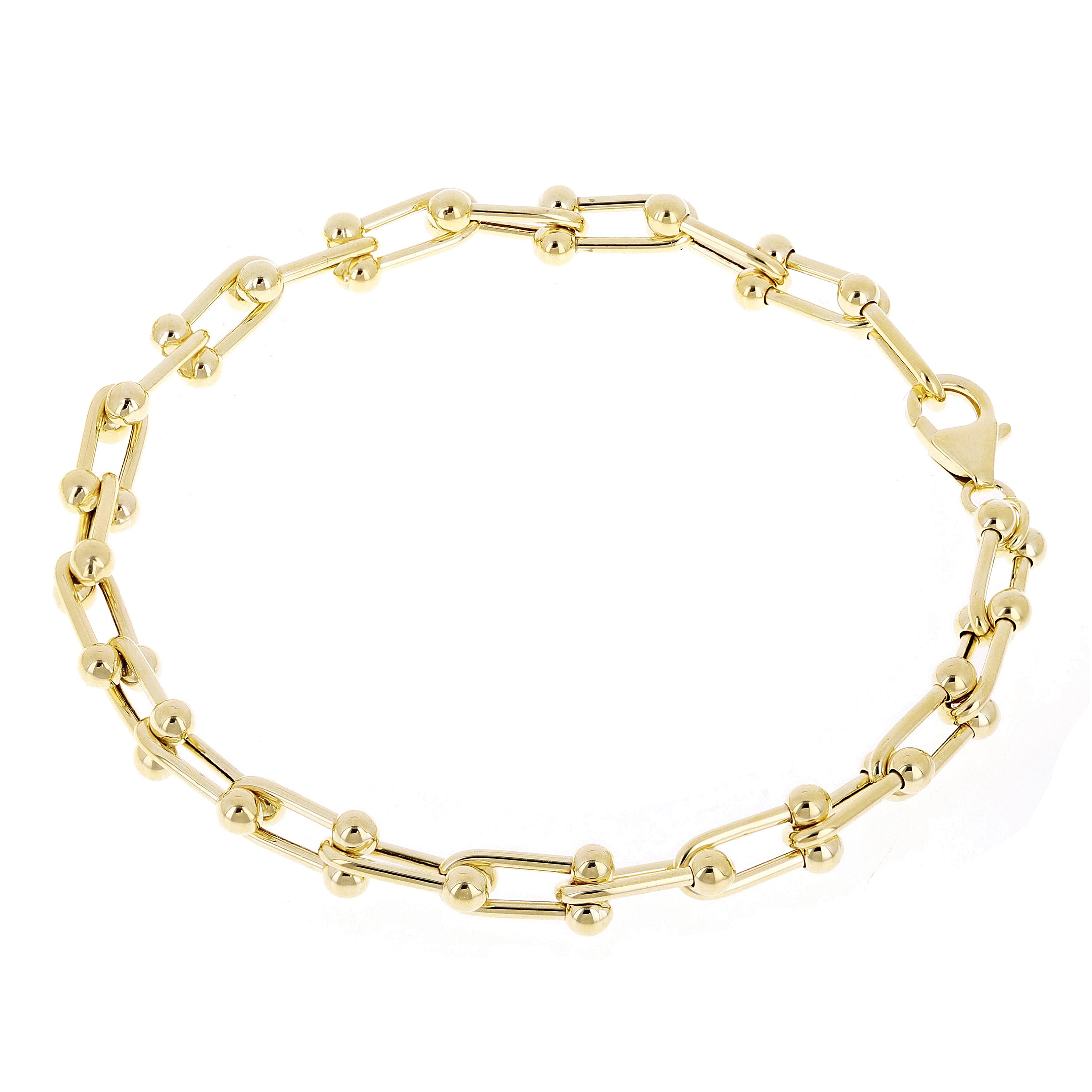 Italian 14k Yellow Gold Semi-Solid U-Link Chain Bracelet 7" 6mm 5.5 grams - Yellow 7"