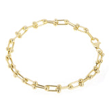Italian 14k Yellow Gold Semi-Solid U-Link Chain Bracelet 7" 6mm 5.5 grams - Yellow 7"