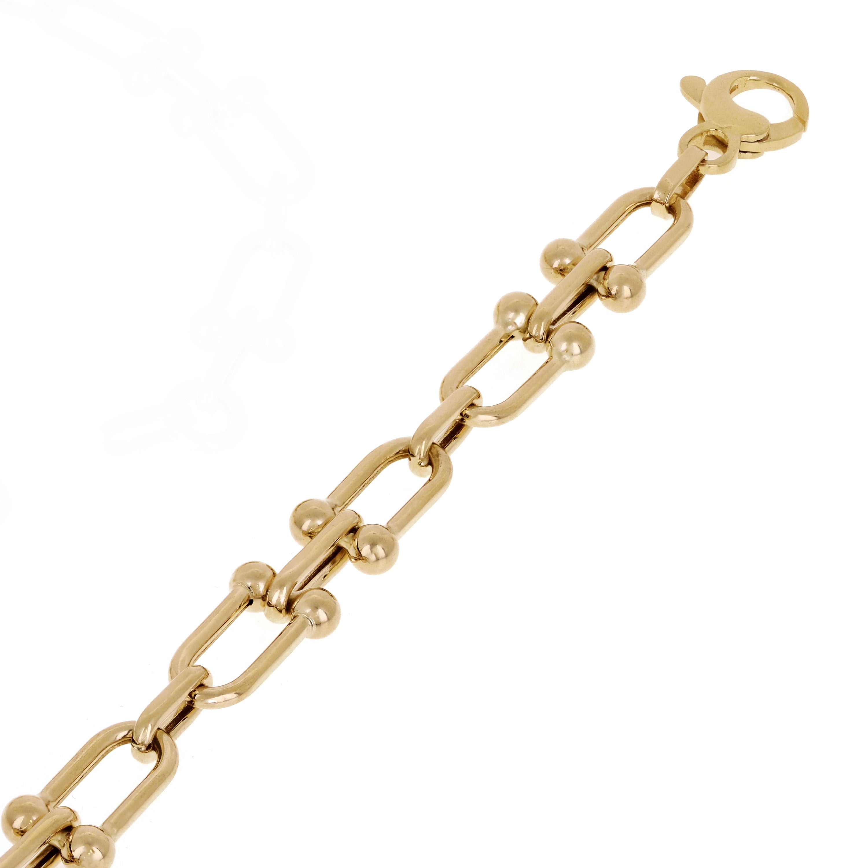 Italian 14k Yellow Gold  U Shape Hardwear Bracelet 7.75" 9mm 9.1 grams