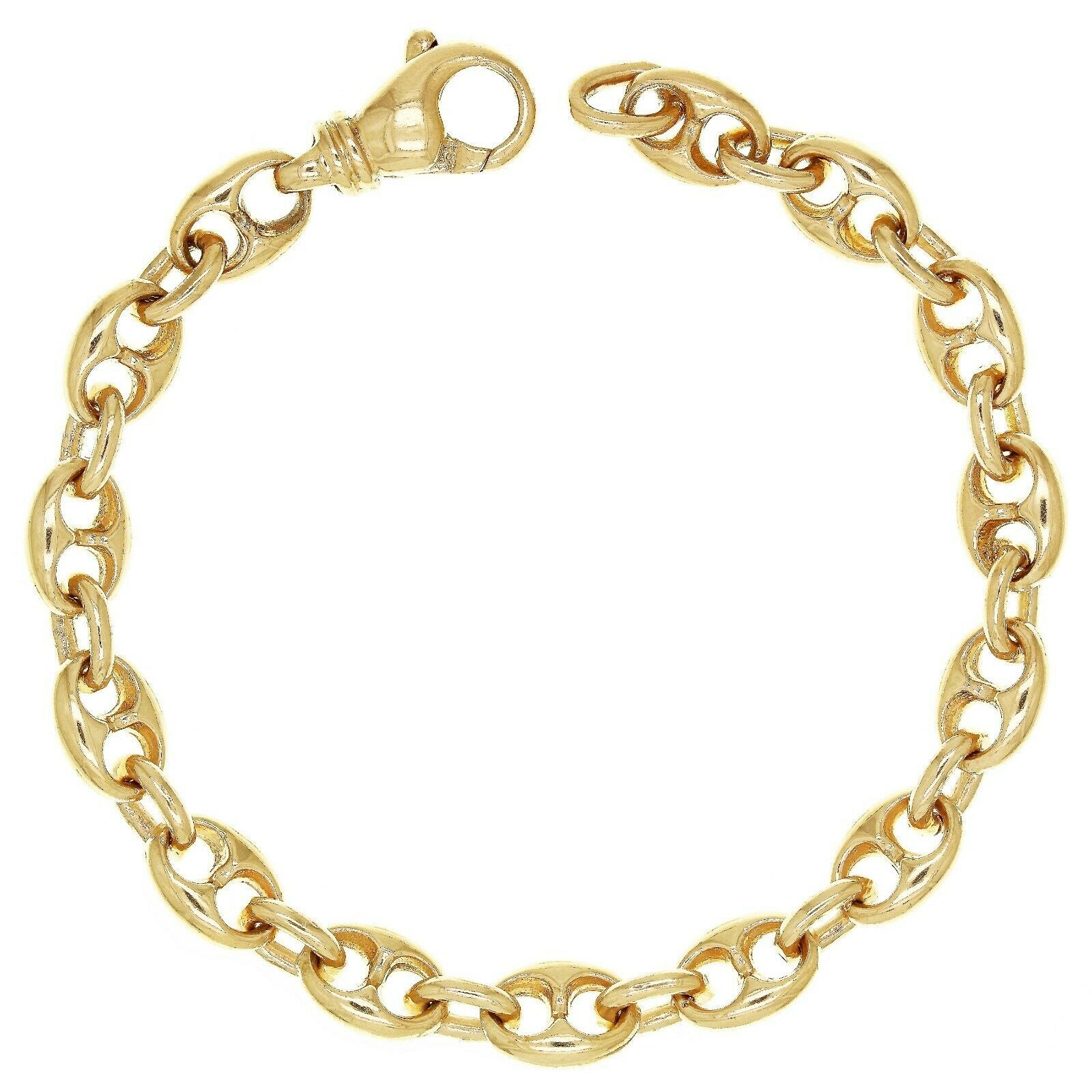 14k Yellow Gold Handmade Fashion Link Bracelet 8" 7.5mm 27.5 grams - Yellow,8"