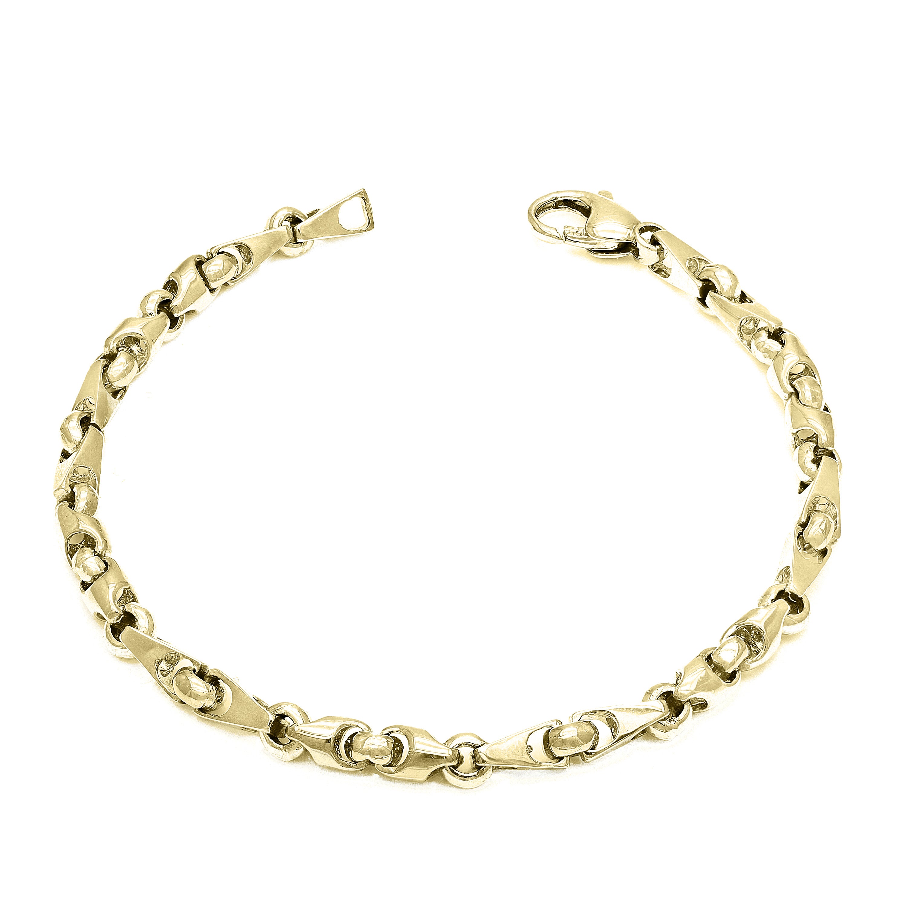 14k Yellow Gold Solid Handmade Fashion Link Bracelet 8.5" 5mm 19.7 grams