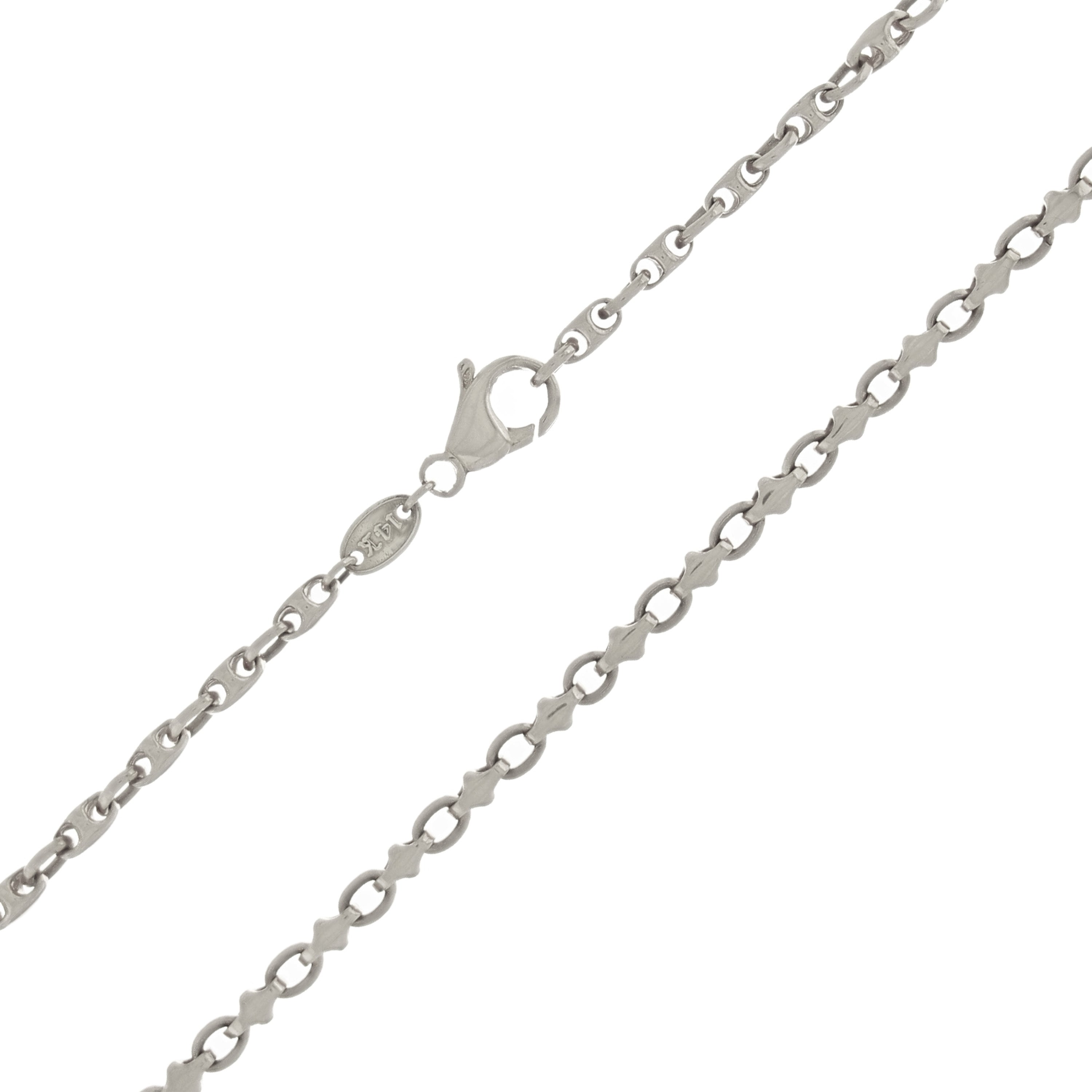 14k White Gold Solid Handmade Fashion Link Necklace 28" 4mm 36.4 grams