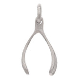 14k White Gold Luck Wish Bone Pendant - White