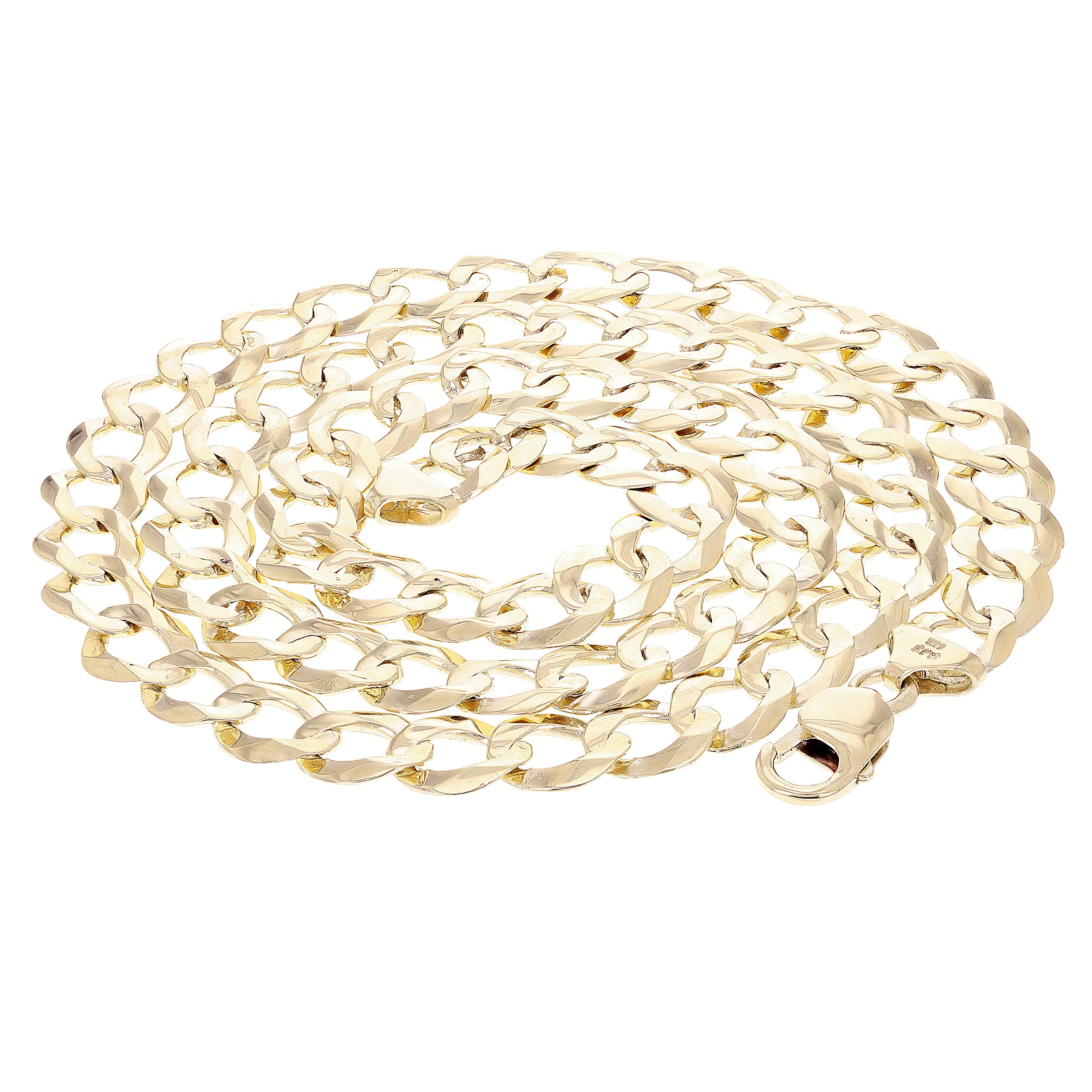 Men's 14k Yellow White or Rose Gold Solid Flat Cuban Chain Link Necklace 22" - 30" 11.5mm