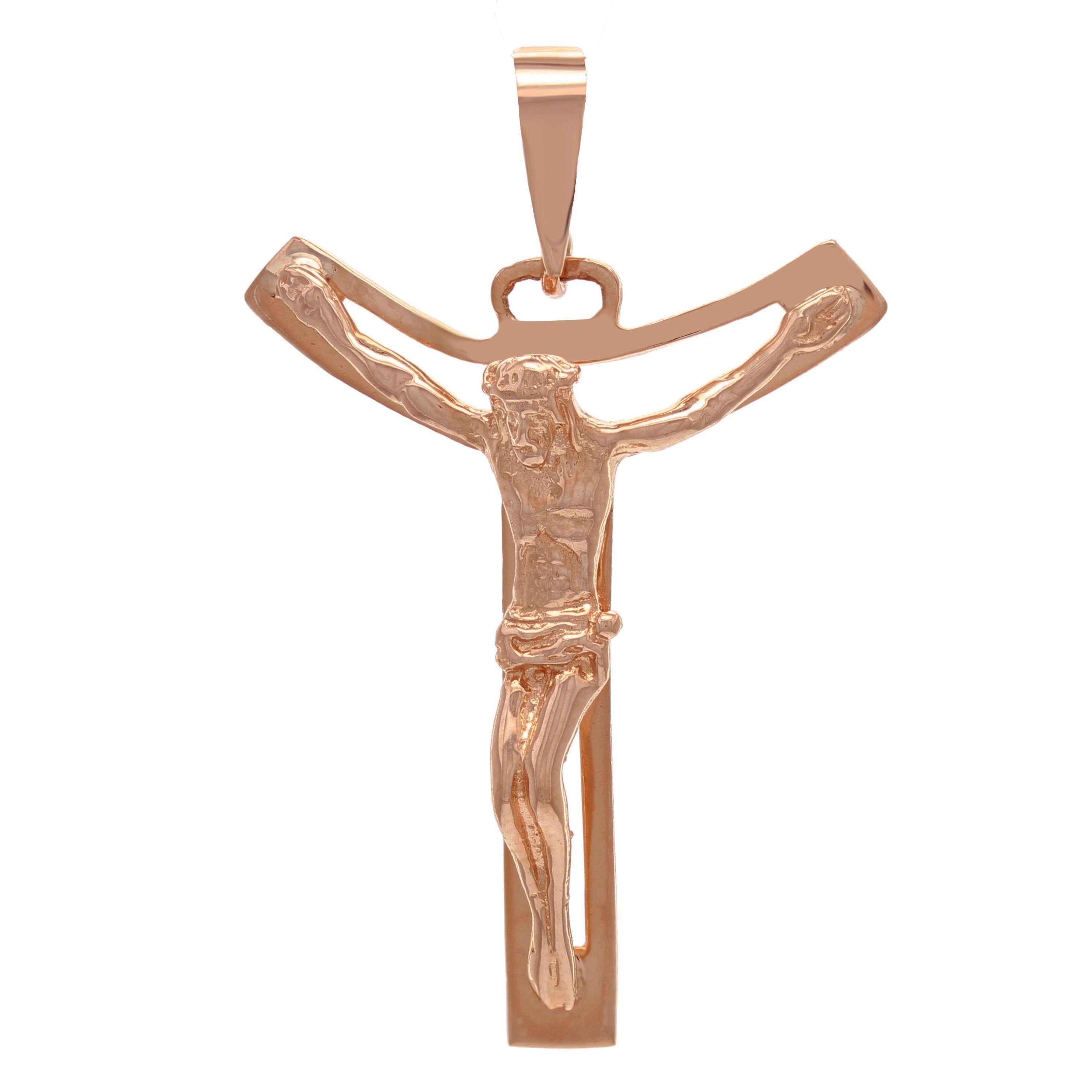 14k Rose Gold Jesus Christ Crucifix Cross Religious Charm Pendant 3.5 grams - Rose