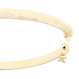 Italian 14k Yellow Gold Polish Faceted Design Hollow Oval Bangle Bracelet 7" 4mm