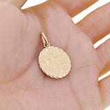 14k Yellow Gold Round Cross Medal Rope Disc Charm Pendant 6 grams