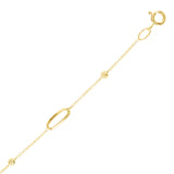 Italian 14k Yellow Gold Ball Beads & Paper Clip Link Bracelet 7" 1.6 grams