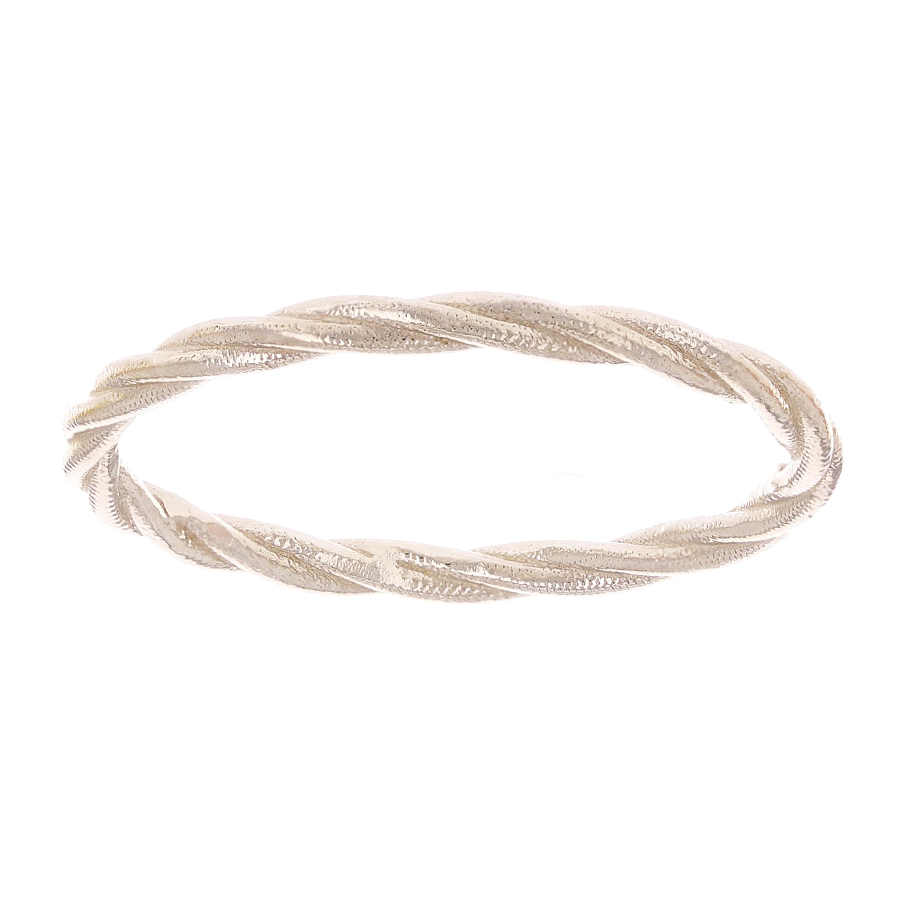 14k White Gold Twisted Rope Bright Polished Textured Finish Stackable Ring Band - White