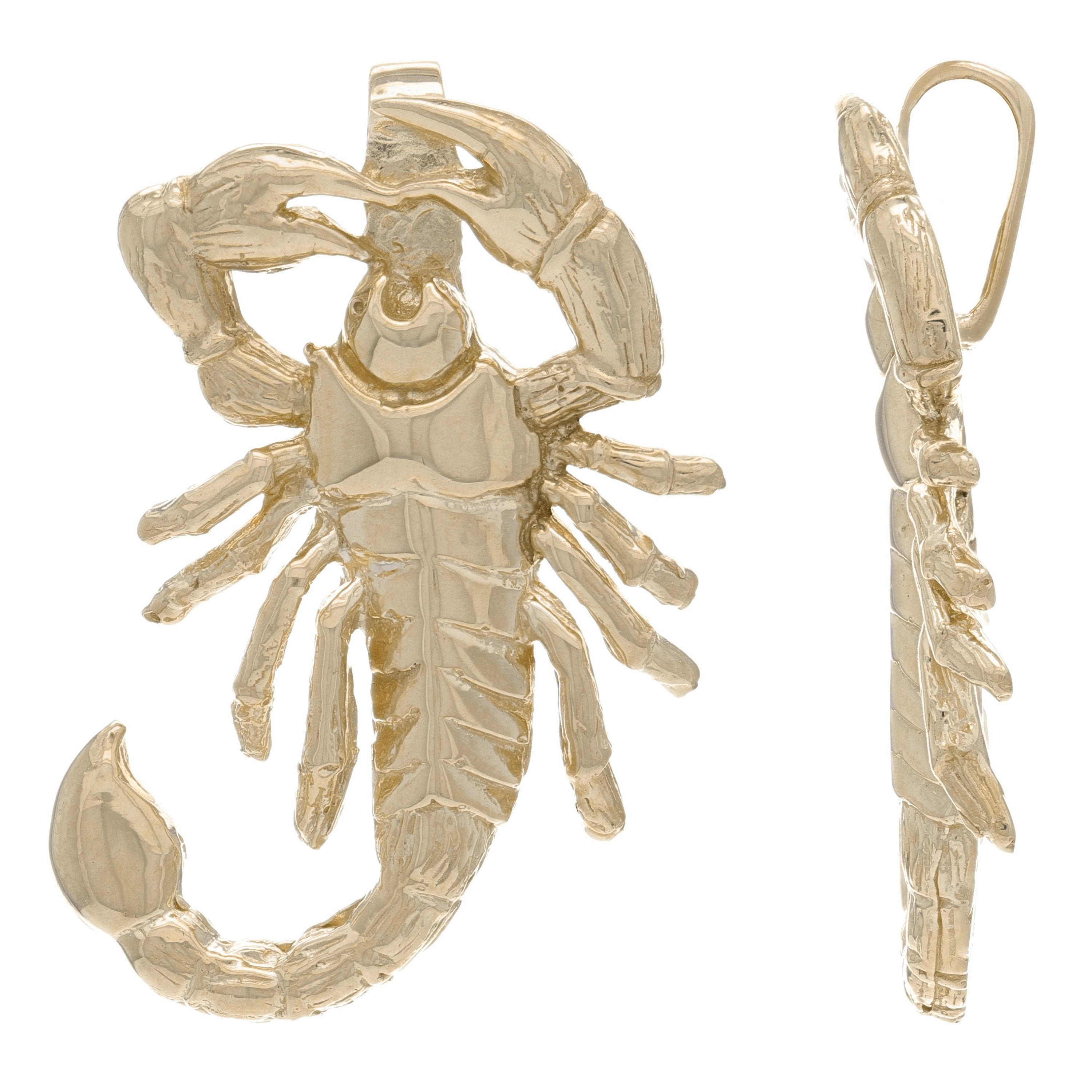 14k Yellow Gold High Polish Scorpion Artisan Charm Pendant - Yellow