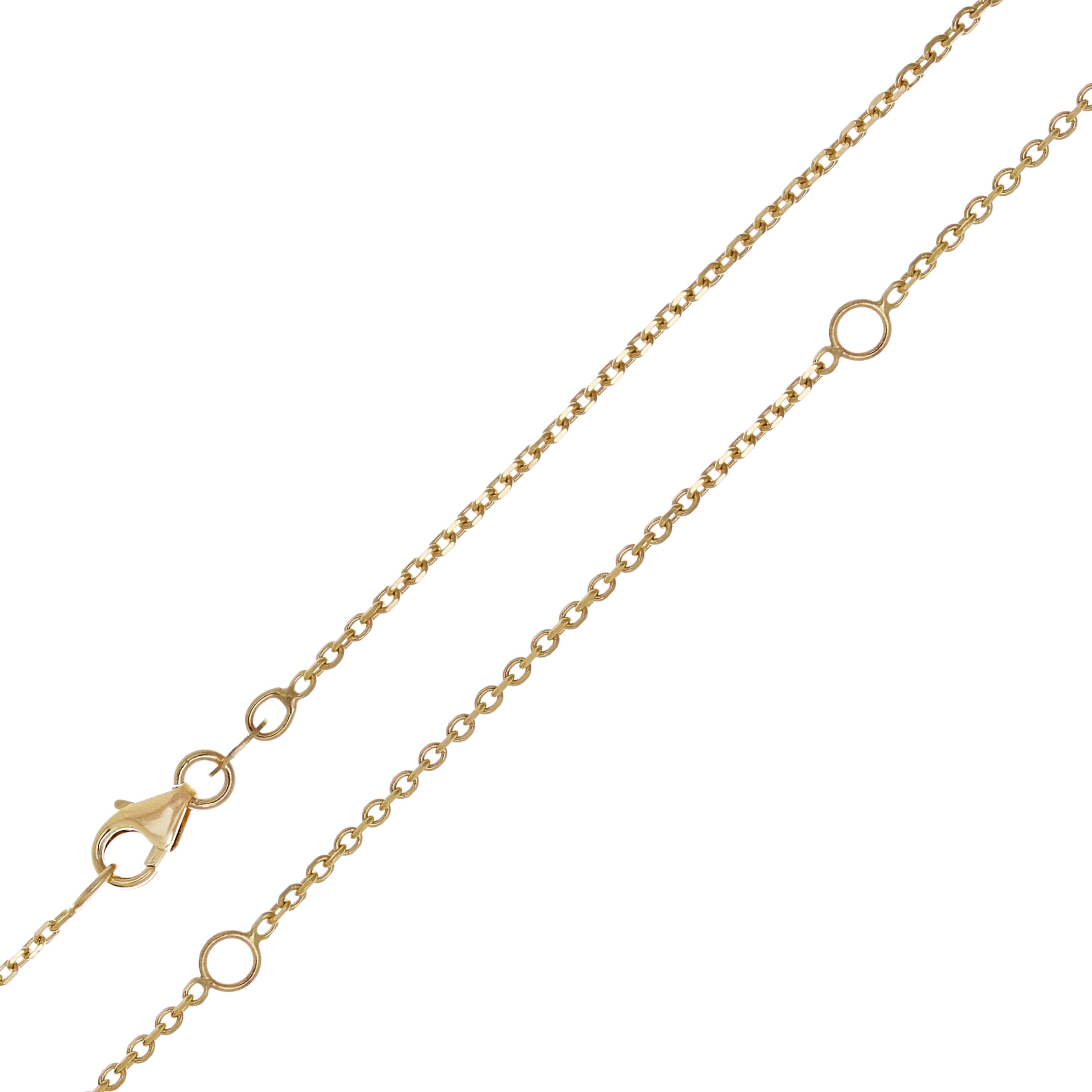 Italian 14k Yellow Gold Rolo Chain Necklace Adjustable 16-20" 1.35mm 2.7 grams - Yellow