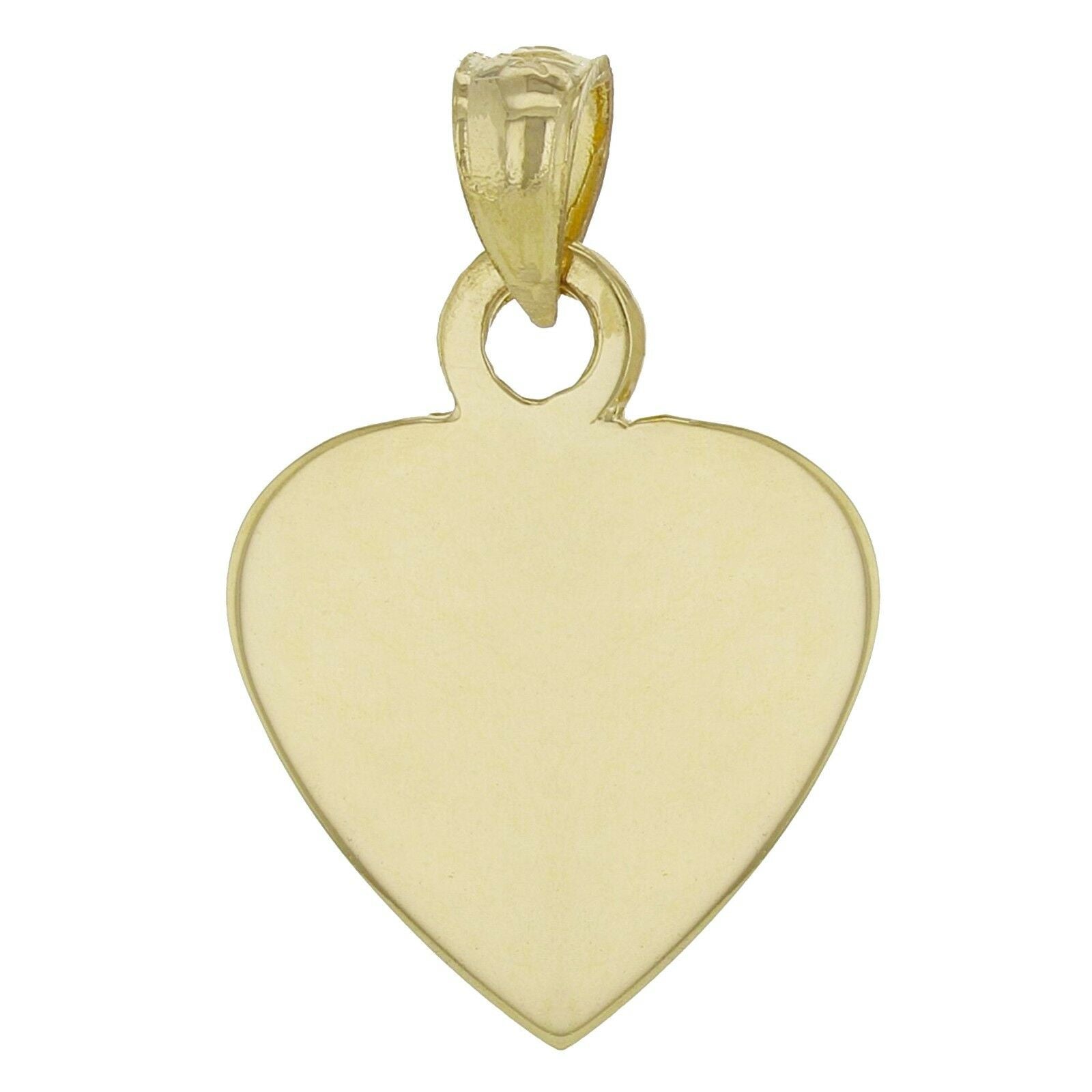 14k Yellow Gold Solid Plain Flat Engravable Heart Charm Pendant 2.8 grams