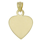 14k Yellow Gold Solid Plain Flat Engravable Heart Charm Pendant 2.8 grams