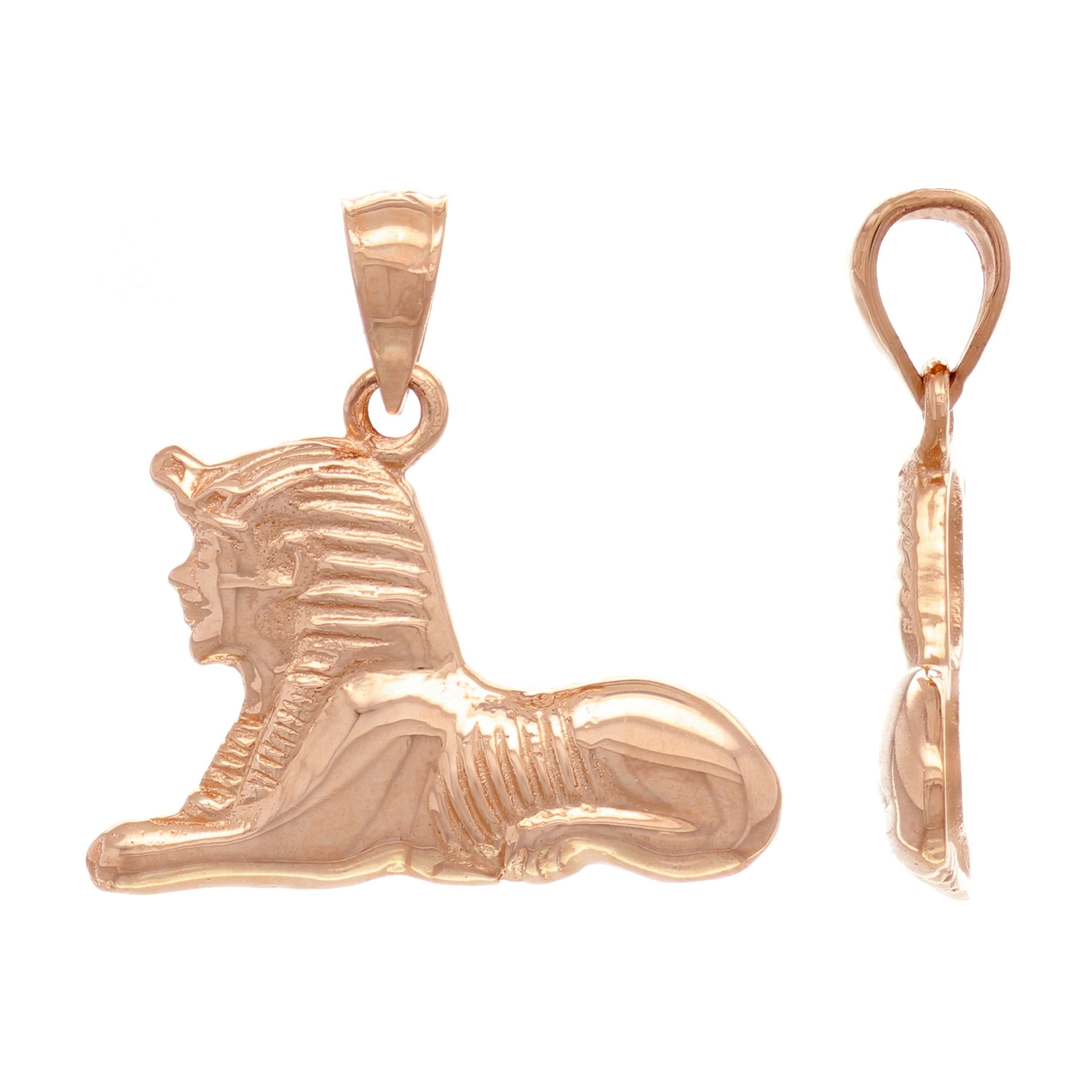 14k Rose Gold Solid Ancient Egypt THE SPHINX Charm Pendant 2.6 grams - Rose