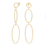 Italian 14k Yellow Gold Polished Graduated Elongated Oval Dangle Earrings 2.7"