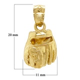 14k Yellow Gold Baseball Gloves Charm Pendant 2.8 grams - Yellow