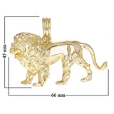 10k Yellow Gold Solid Heavy Diamond Cut Big Lion Pendant 1.8" 55 grams
