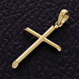 Italian 14k Yellow Gold Hollow High Polish Plain Cross Charm Pendant 1.3" 0.7g