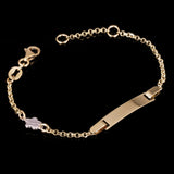 Italian 14k Yellow & White Gold Flower Charm Baby Kids ID Bracelet 5.5" 2 grams