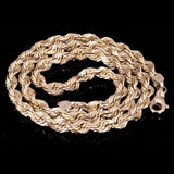 Men's Solid 10k Yellow or Rose Gold Diamond Cut Rope Chain Necklace 22" - 26" 7mm