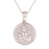 14k White Gold Buddha Medal Necklace 18" 4.6 grams - White