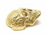 14k Yellow Gold Solid Gothic Biker Skull Charm Pendant 7.8 grams