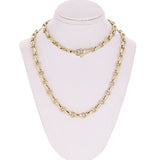 14k Yellow Gold Handmade Fashion Link Necklace 20" 6.5mm - 20"