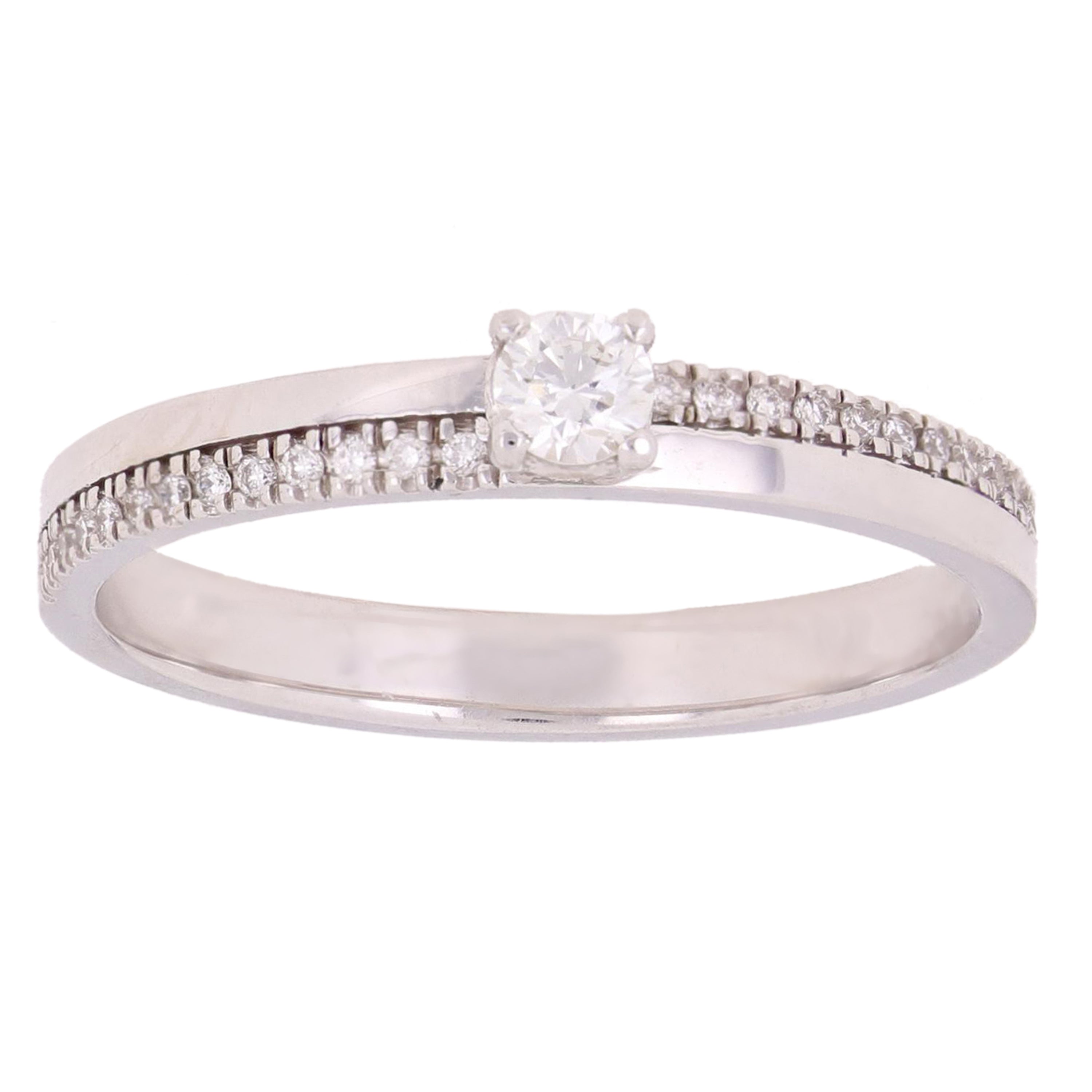 14k White Gold Diamond Stackable Promise Ring Size 6 - White