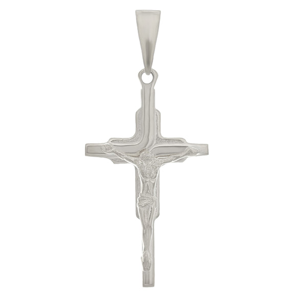 10k White Gold Cross Jesus Christ Crucifix Religious Charm Pendant 2.8grams