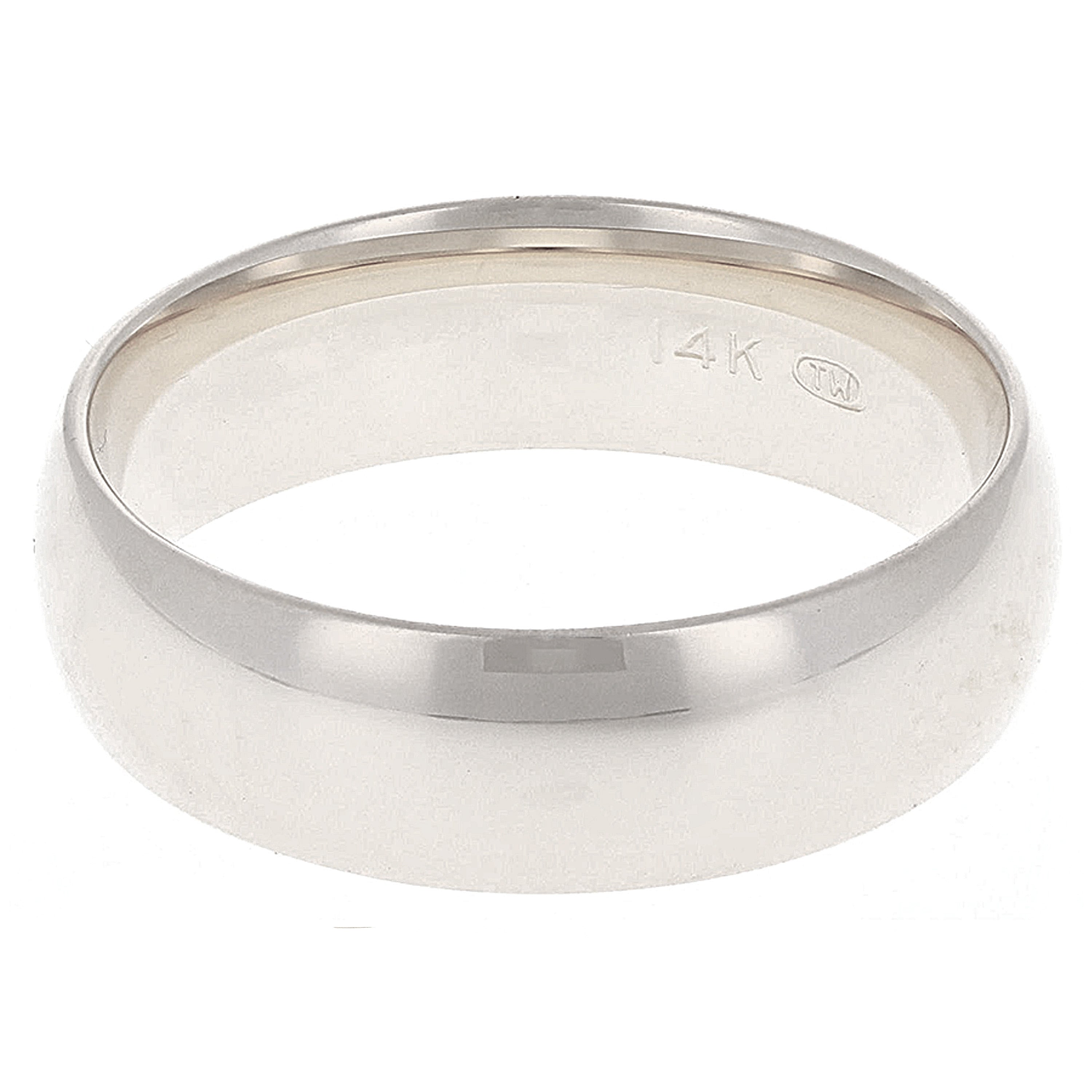 14k White Gold Comfort Fit Plain Wedding Band Ring 6mm Size 13 - White,6mm Ring Size 13