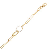 Italian 14k Two-Tone Gold Oval & Paperclip Link Bracelet 7.25" 7.7mm 2.8 grams
