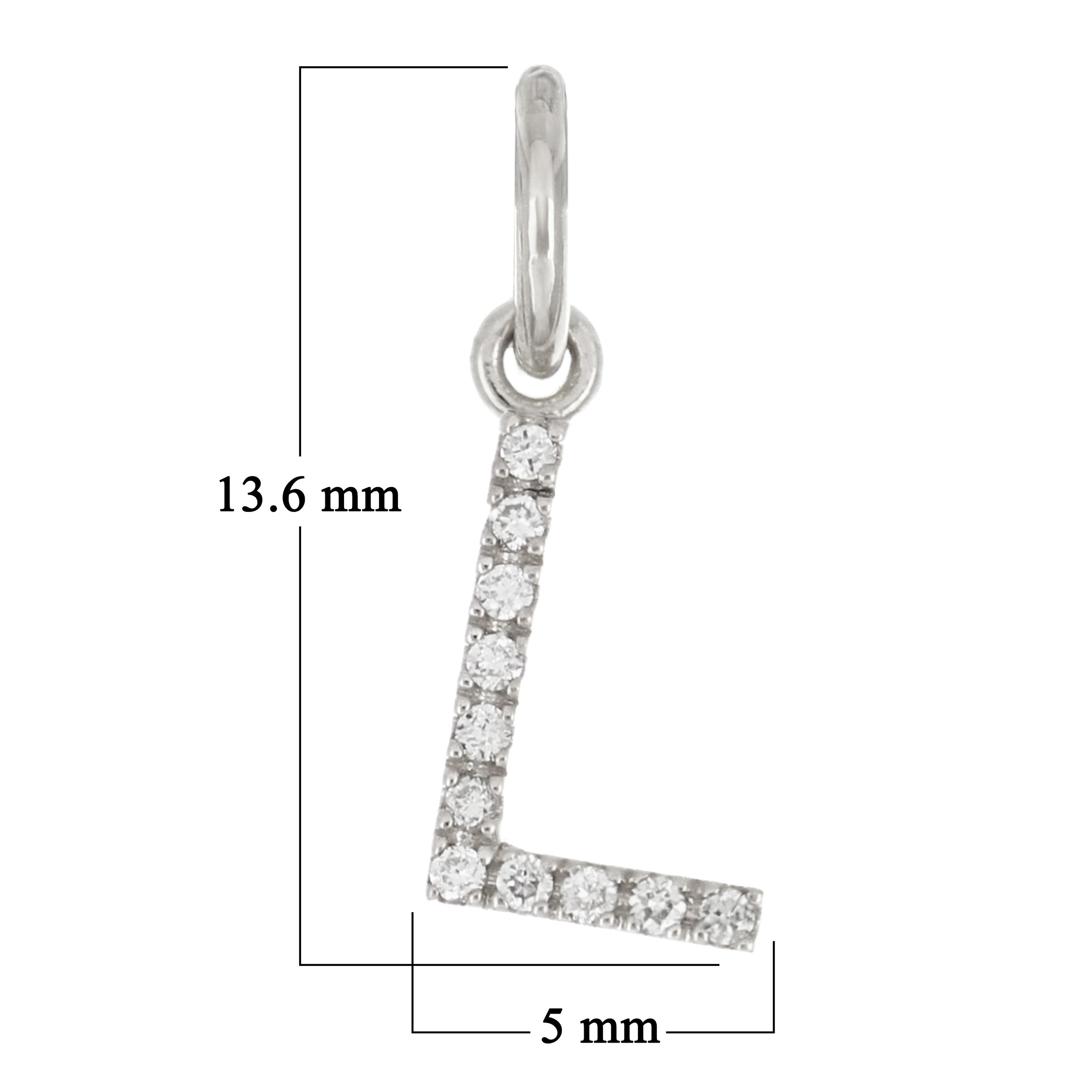 14k White Gold Diamond Initial Letter L Charm Pendant - Letter L,White