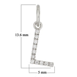 14k White Gold Diamond Initial Letter L Charm Pendant - Letter L,White