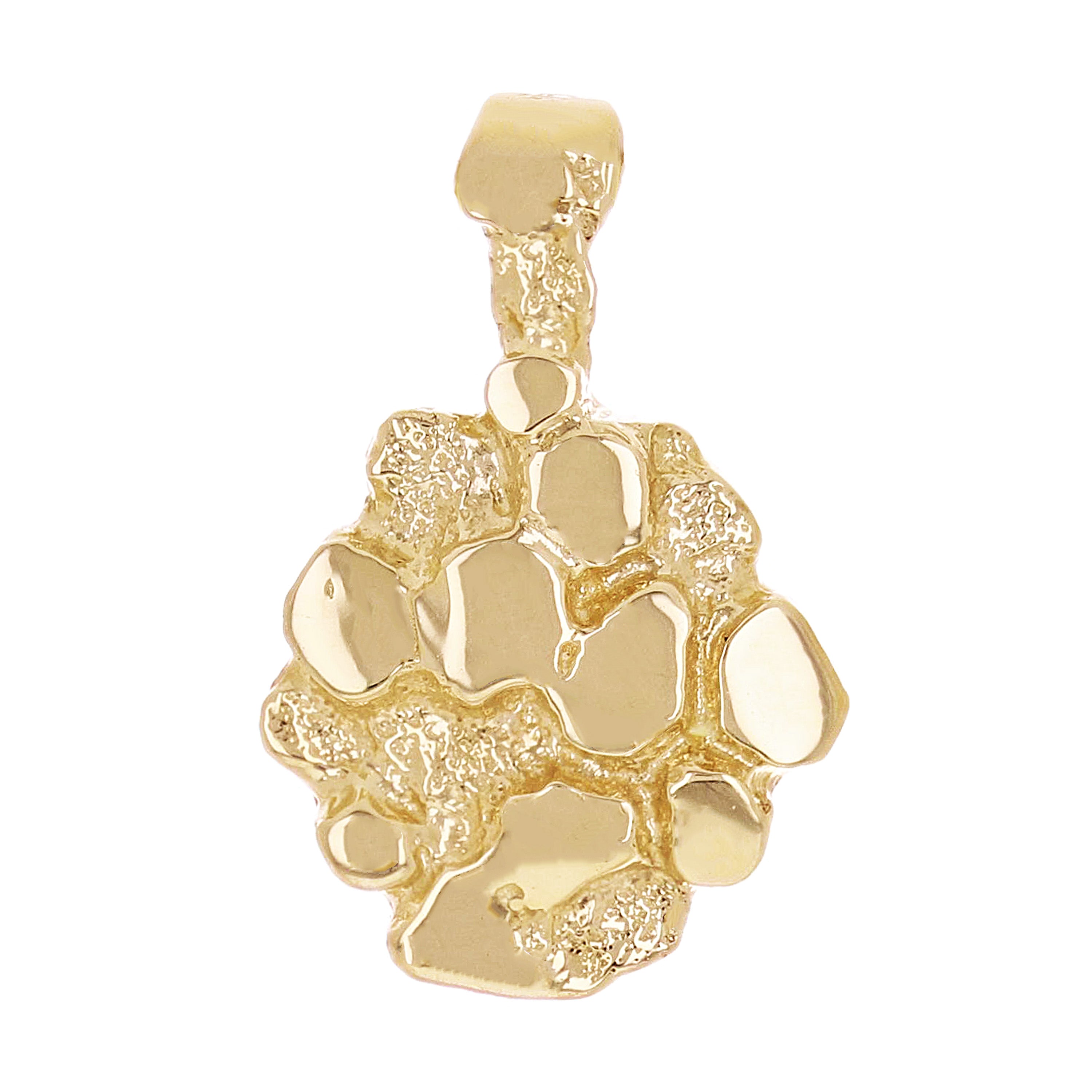 14k Yellow Gold Solid Hexagon Nugget Charm Pendant 20.5x13mm 2.9 grams