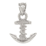 14k White Gold Mariners Anchor Charm Pendant 1.9 grams - White