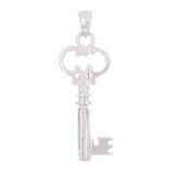 14k White Gold Key Pendant - White