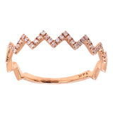 14k Rose Gold 0.25ctw Diamond Zigzag Crown Heart Beat Ring Size 6 - Rose