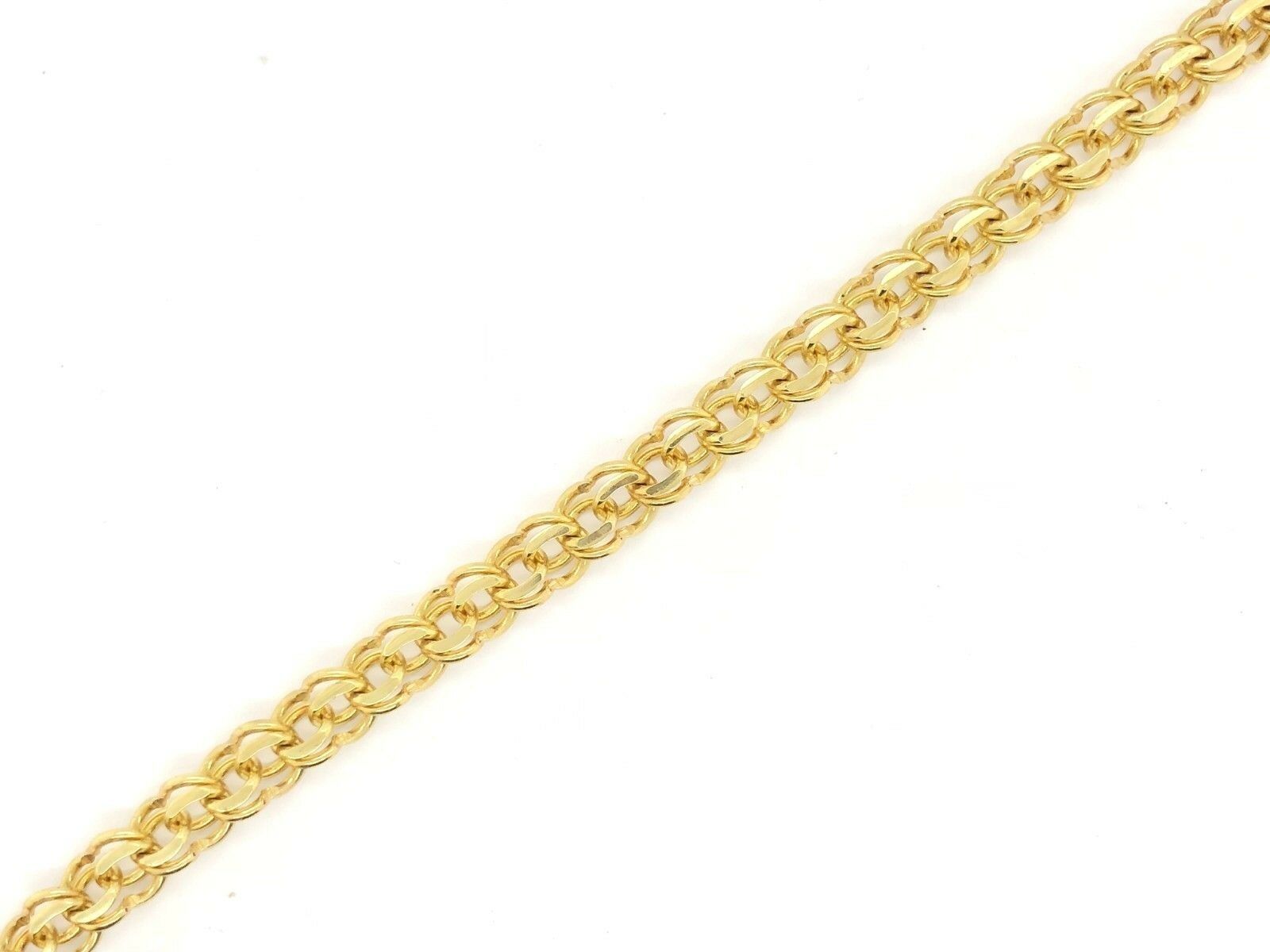 10k Yellow Gold Solid Double Link Charm Bracelet 7" 7.5mm 15.8 grams