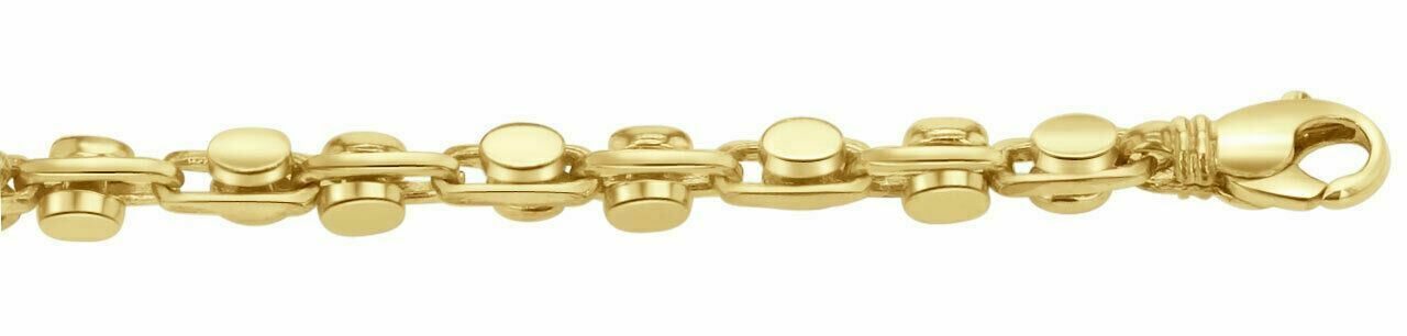 14k Yellow Gold Handmade Fashion Link Bracelet 8.5" 6mm 33 grams