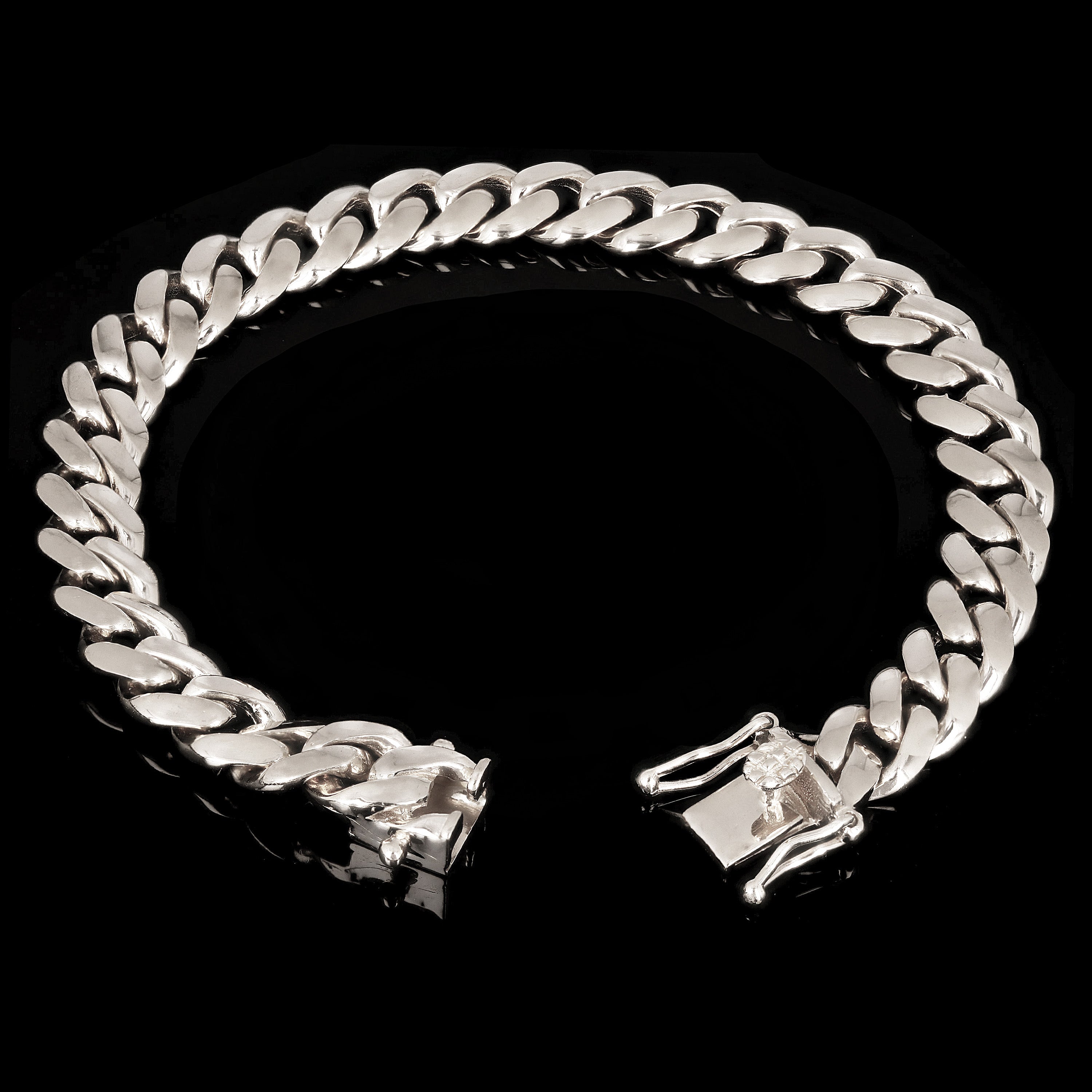 14k White Gold Solid Heavy Miami Cuban Chain Link Bracelet 8" 10 mm 57.5 grams with Box Clasp - White,8"