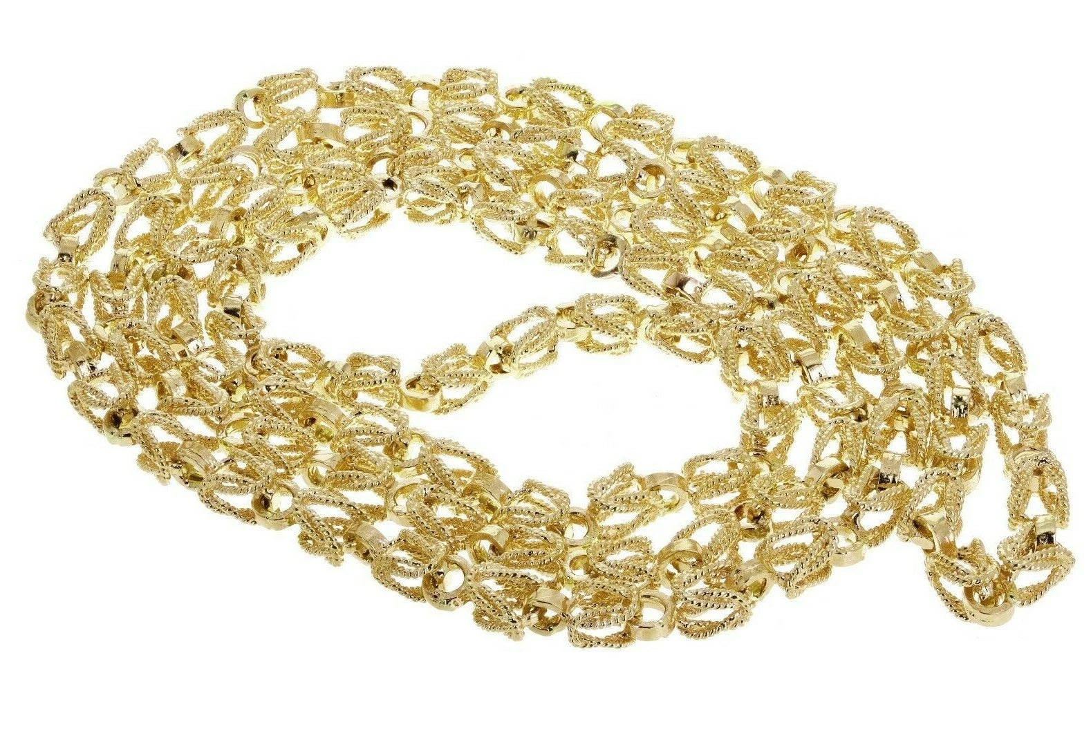 14k Yellow Gold Turkish Link Chain Necklace 5mm Various Lengths