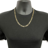 Men's Italian 14k Yellow Gold Solid Figaro Chain Necklace 22" 4.9mm 16.7 grams - 22"