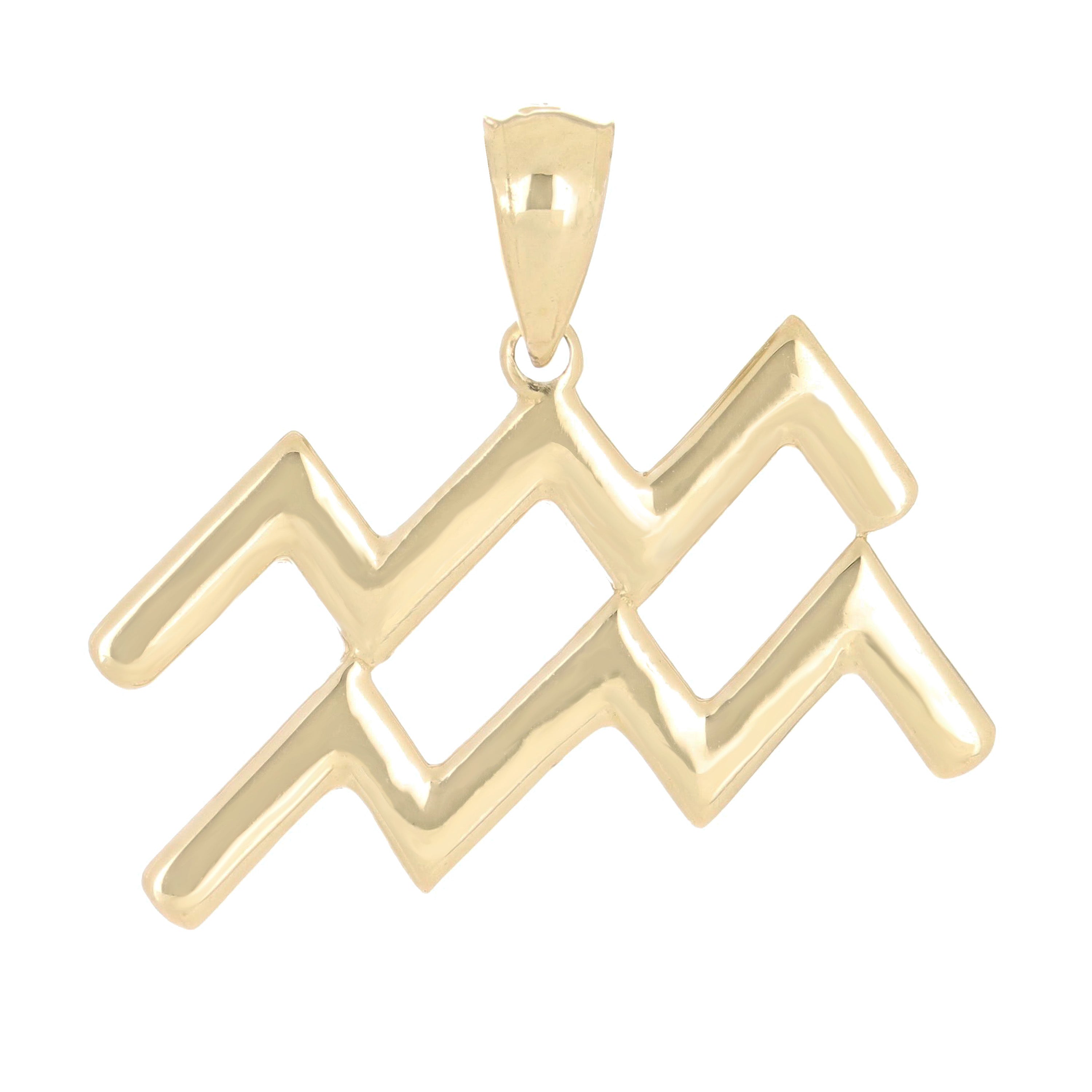 14k Yellow Gold Aquarius Zodiac Sign Charm Pendant - Aquarius,Yellow