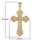 14k Yellow Gold Jesus Christ Crucifix Nugget Cross Charm Pendant 1.9" 4.7 grams