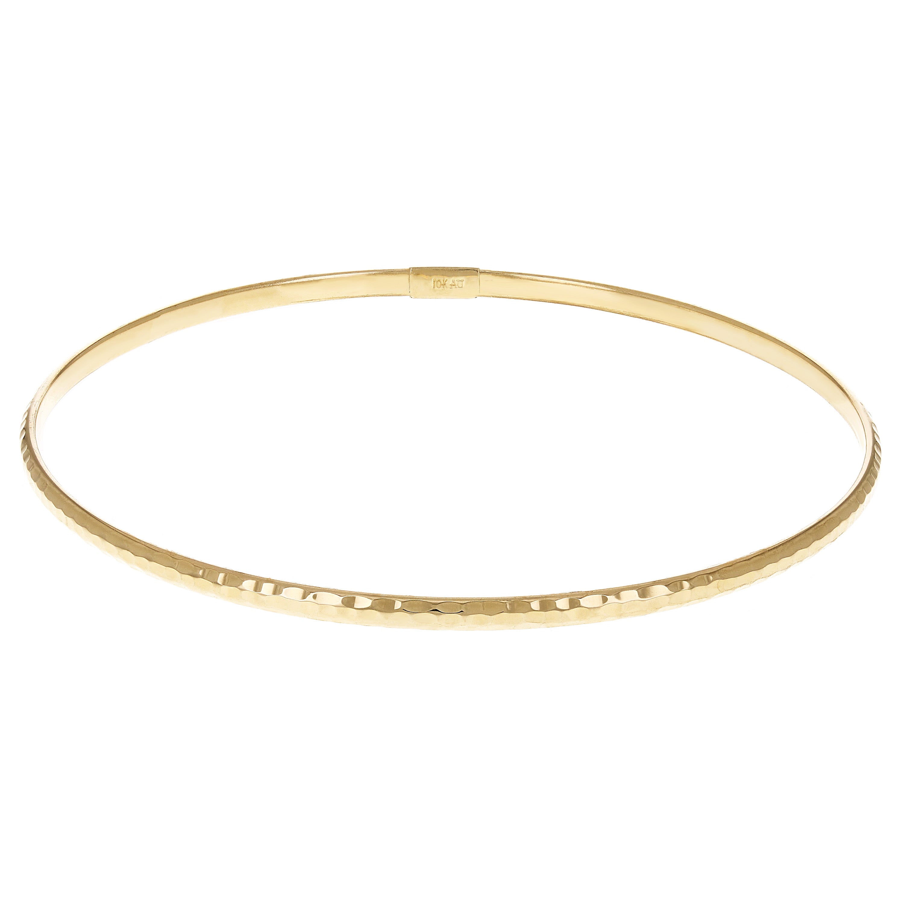 10k Yellow Gold Hammered Slip-on Bangle Bracelet 7.5" 2.6mm 1.8 grams