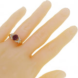 14k Yellow Gold Oval Ruby and Diamond Hugs & Kisses Promise Ring Size 7.5