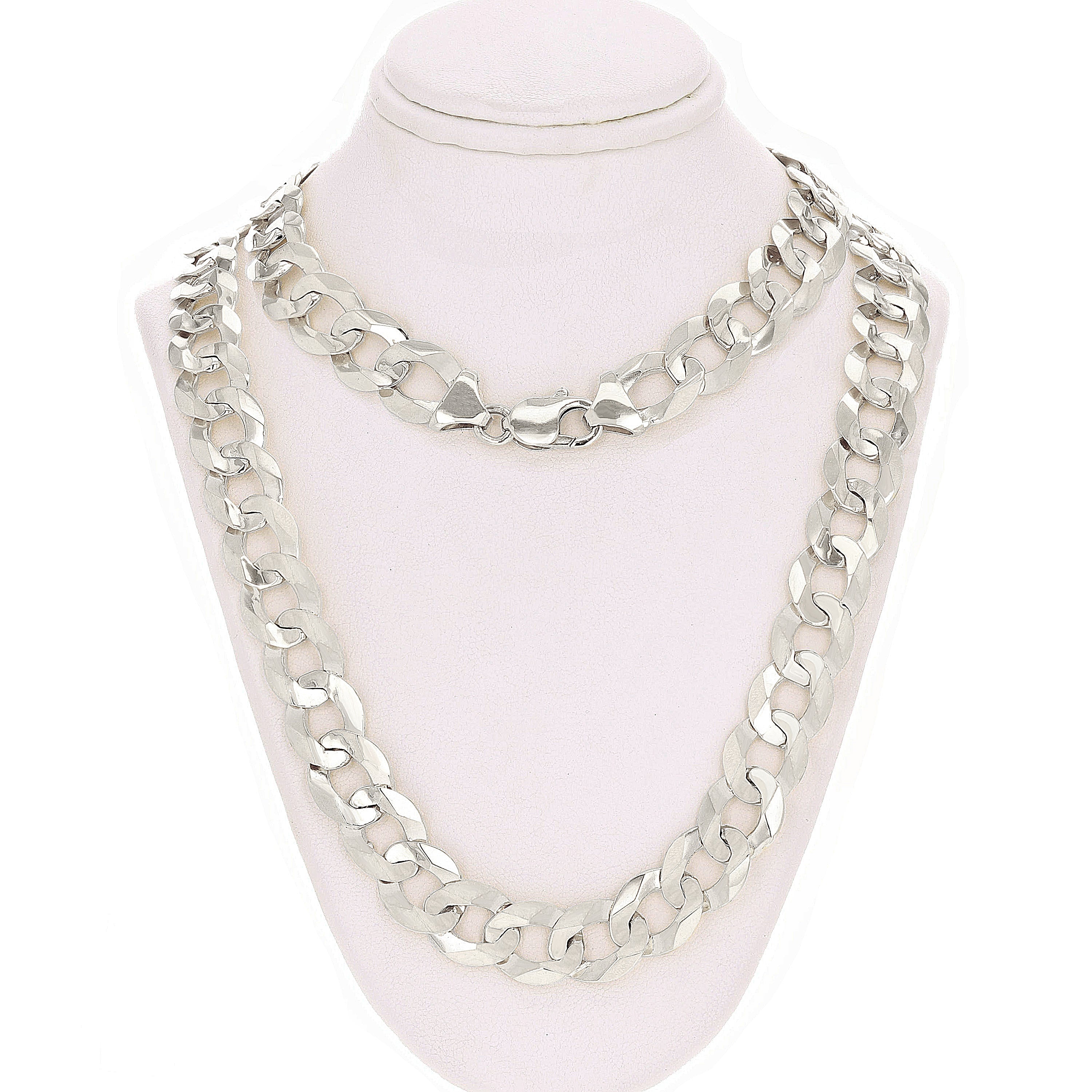 Men's 10k White Gold Solid Flat Cuban Link Chain Necklace 20" 12.5mm 74 grams - White,20" 74 grams