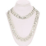 Men's 10k White Gold Solid Flat Cuban Link Chain Necklace 20" 12.5mm 74 grams - White,20" 74 grams